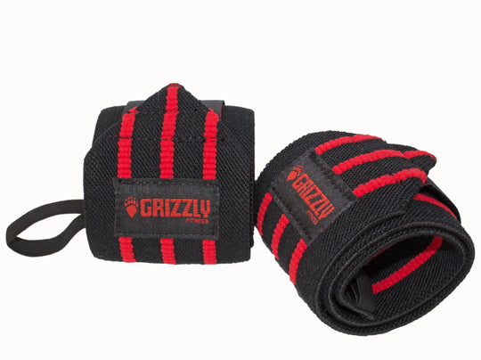 Grizzly Fitness Pro 3" Heavy Duty Red Line Weight Lifting Wrist Wraps for Men and Women (20" Long One-Size Pair)